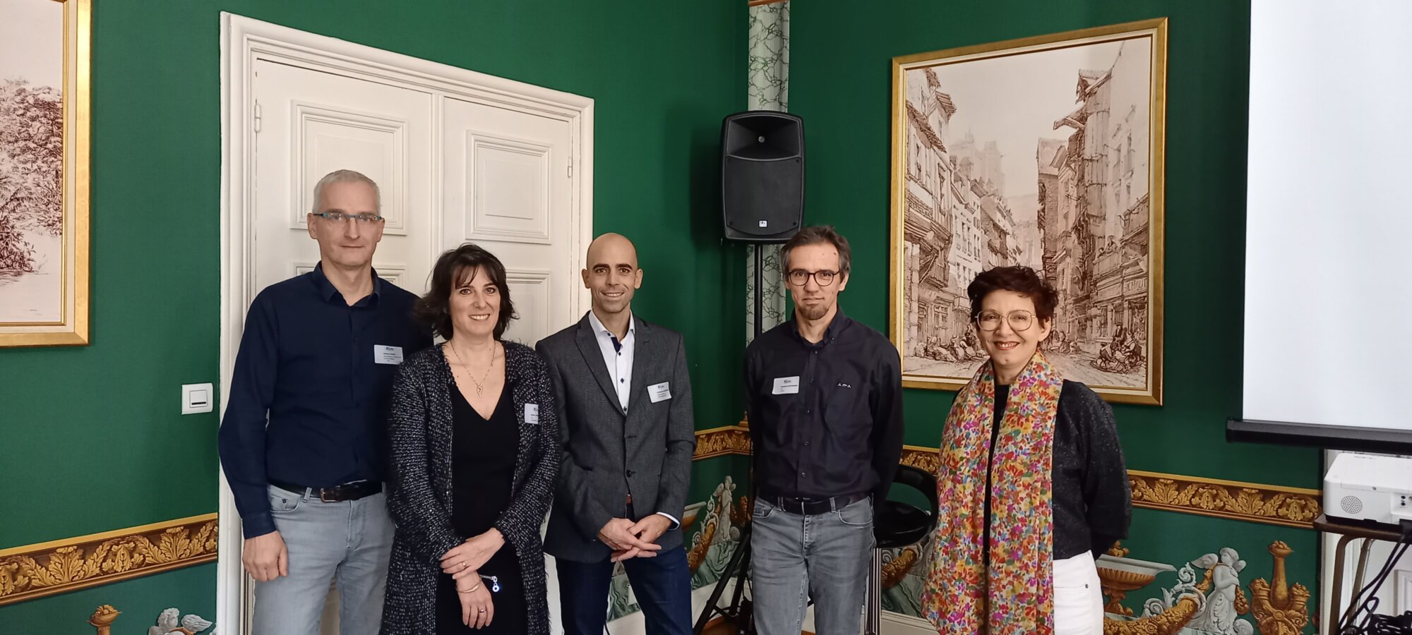 Intervenants des Rencontres du Logiciel Métier. De gauche à droite: Jérome Linher, Céline Thevenet, Christophe Heitzmann, Sébastien Heitzmann et Nora Dokhane